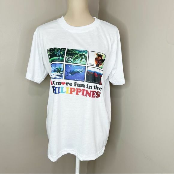 NWT Kamisa by Kultura White t shirt philippines print Small Unisex - Picture 5 of 9